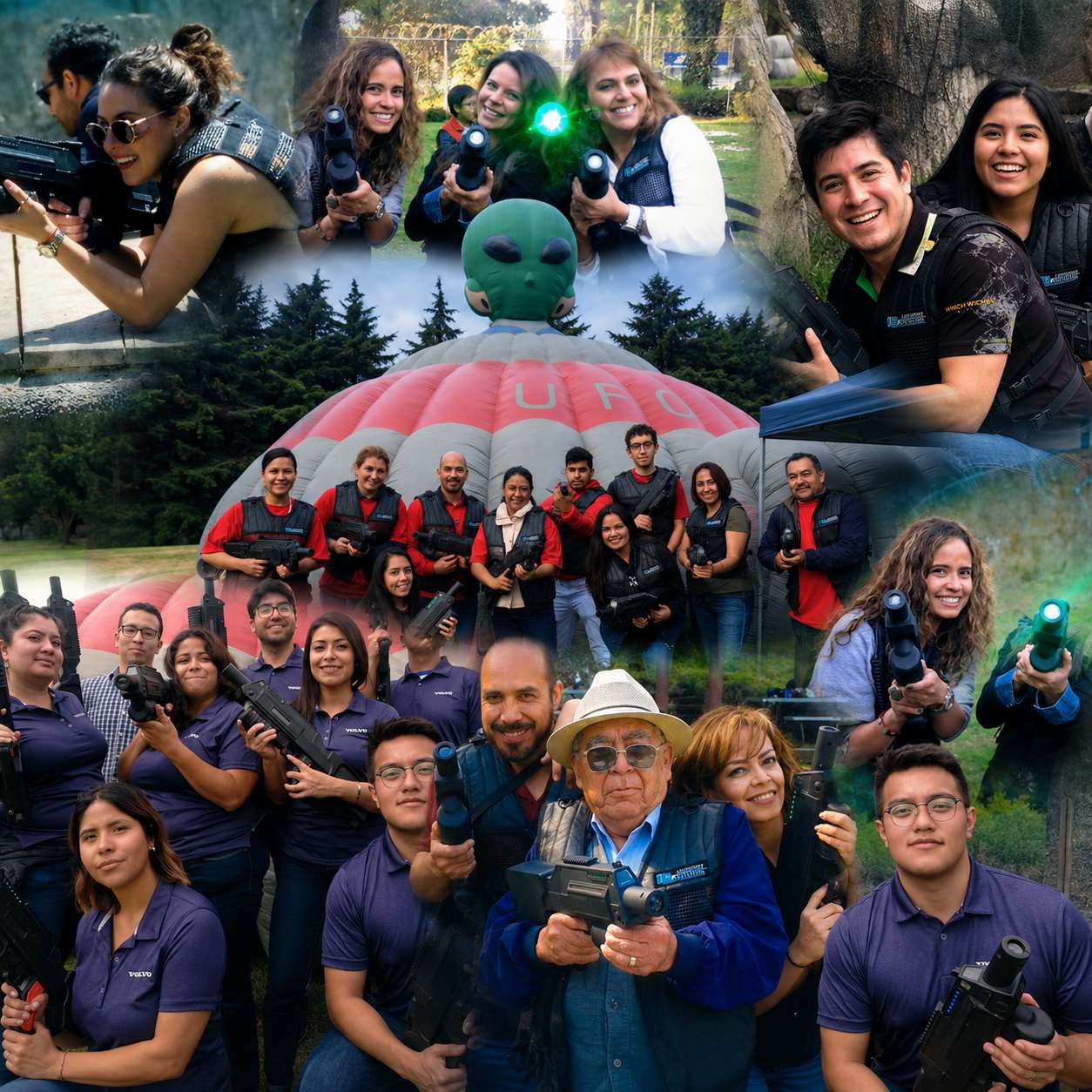 Colaboradores con equipo táctico jugando la misión Elimina al Líder