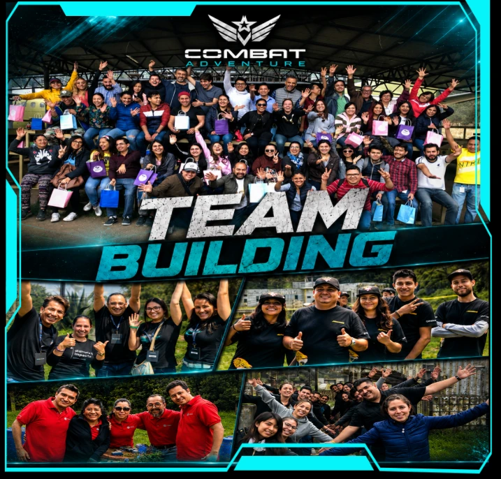 Equipo corporativo en formación durante una misión de team building táctico